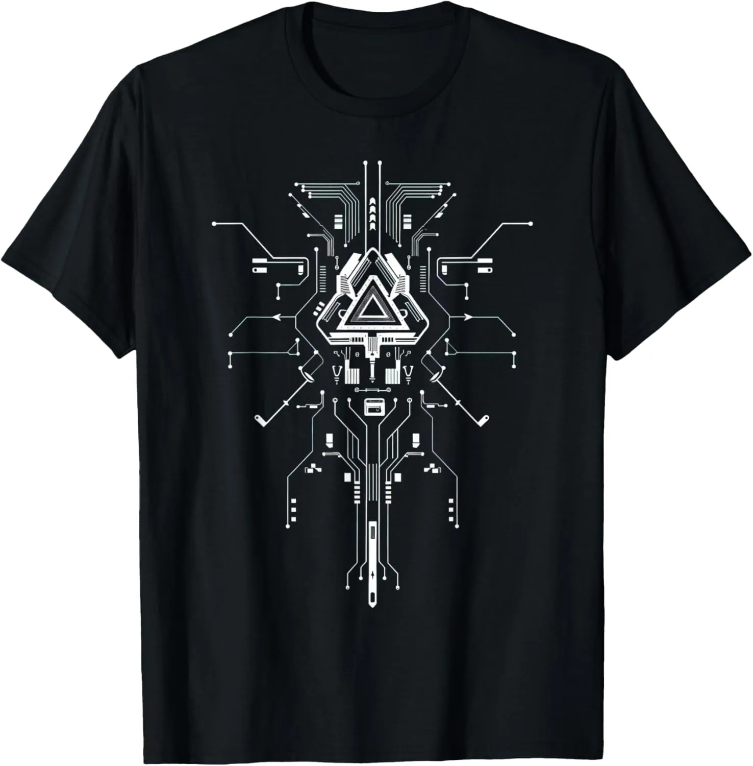 Futuristic Circuit Board Abstract Geometric Design T-Shirt