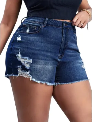 GAGELE Plus Size Denim Shorts Women High Waisted Stretch Summer Jean Shorts