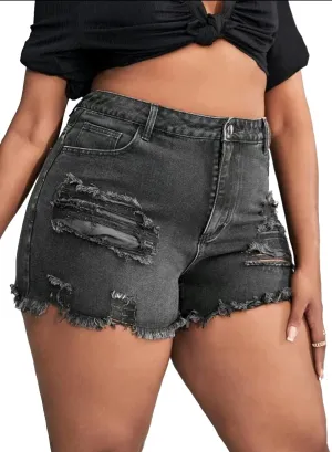 GAGELE Plus Size Denim Shorts Women High Waisted Stretch Summer Jean Shorts