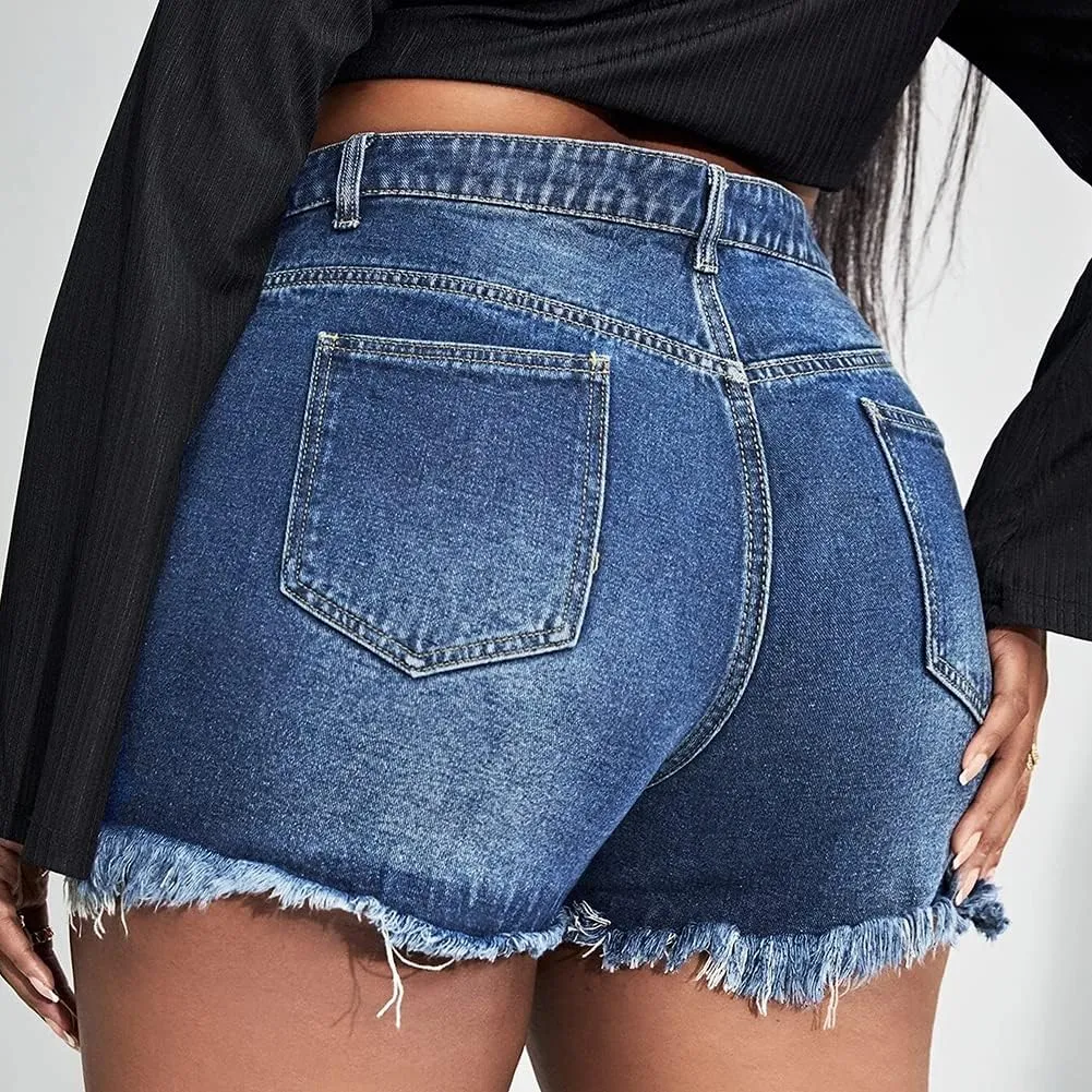 GAGELE Plus Size Denim Shorts Women High Waisted Stretch Summer Jean Shorts