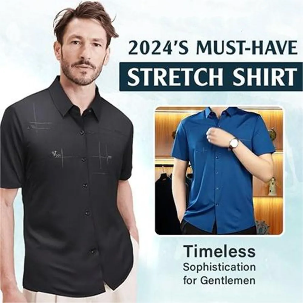 Gentclassic - Men's Breathable Ice-Silk Stretch Shirt, Men's Ice Silk Business Polo Shirt
