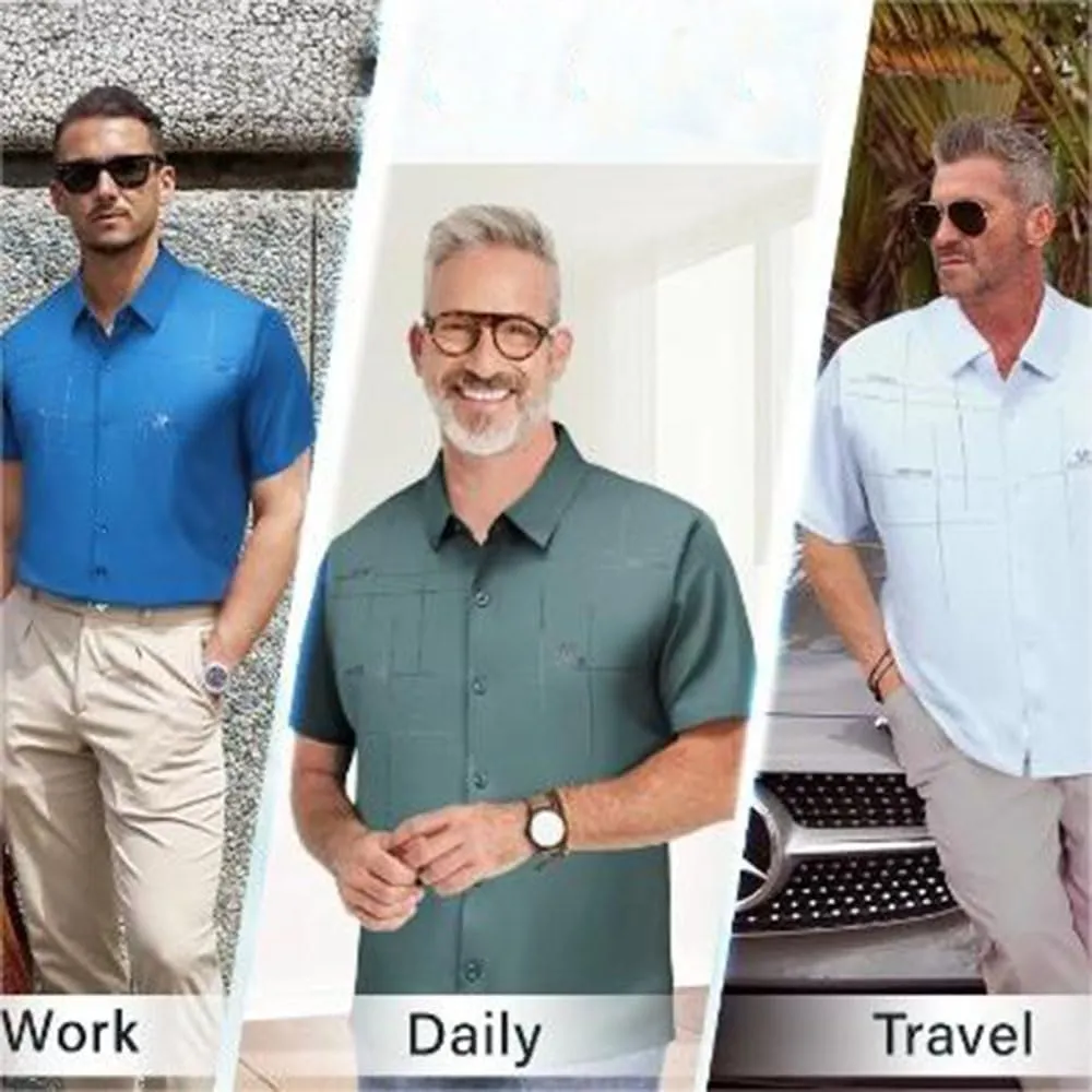 Gentclassic - Men's Breathable Ice-Silk Stretch Shirt, Men's Ice Silk Business Polo Shirt