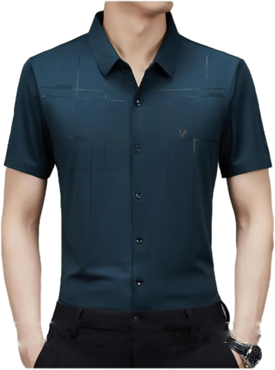 Gentclassic - Men's Breathable Ice-Silk Stretch Shirt, Men's Ice Silk Business Polo Shirt