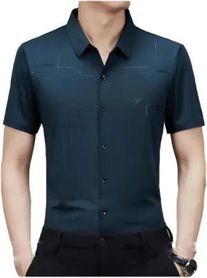 Gentclassic - Men's Breathable Ice-Silk Stretch Shirt, Men's Ice Silk Business Polo Shirt