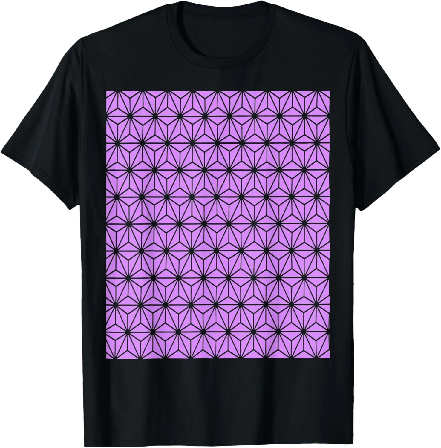 Geometric Art Deco Style Triangles Pattern Mauve T-Shirt