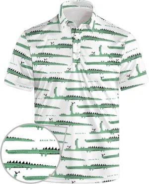 Golf Polo Shirts for Men Funny Print Short Sleeve Golf Shirts Performance Golf Polos