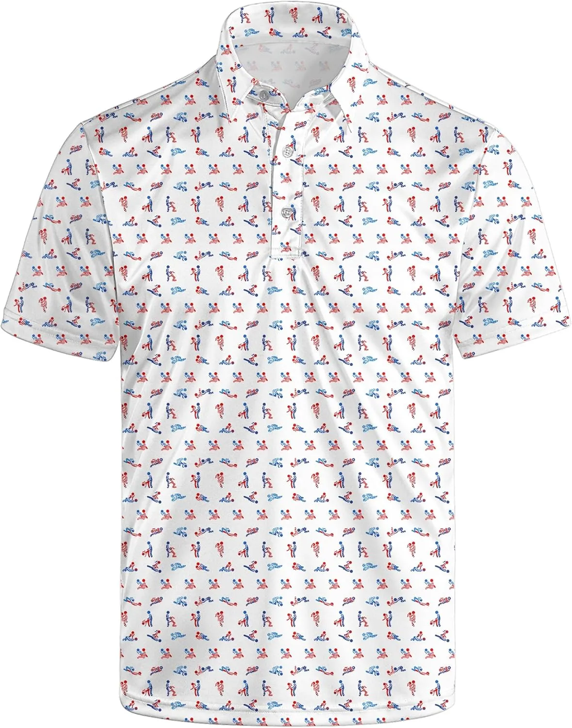 Golf Polo Shirts for Men Funny Print Short Sleeve Golf Shirts Performance Golf Polos