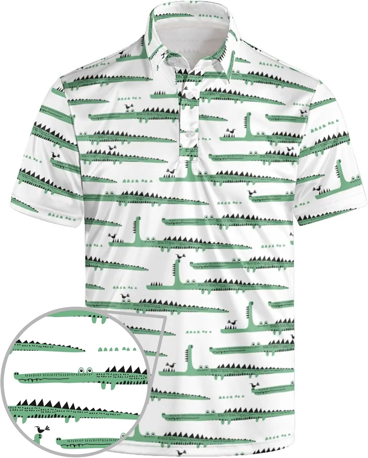 Golf Polo Shirts for Men Funny Print Short Sleeve Golf Shirts Performance Golf Polos