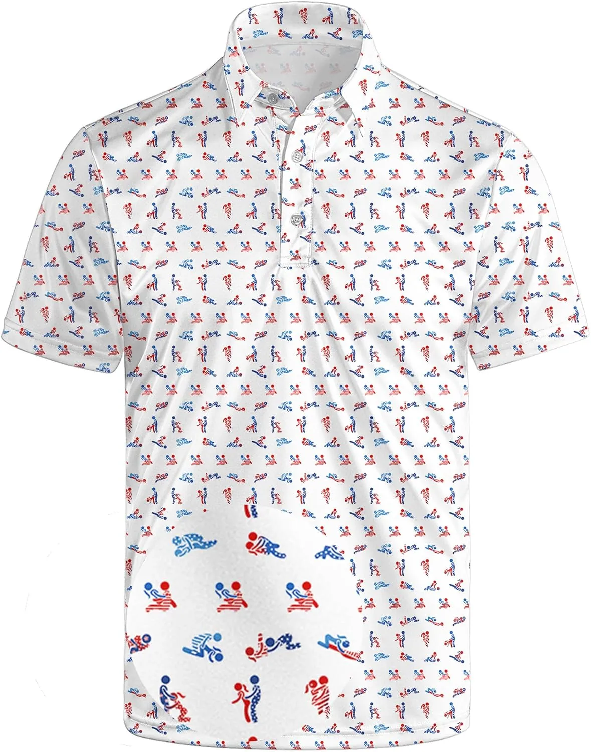 Golf Polo Shirts for Men Funny Print Short Sleeve Golf Shirts Performance Golf Polos