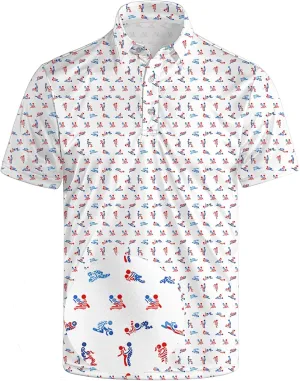 Golf Polo Shirts for Men Funny Print Short Sleeve Golf Shirts Performance Golf Polos