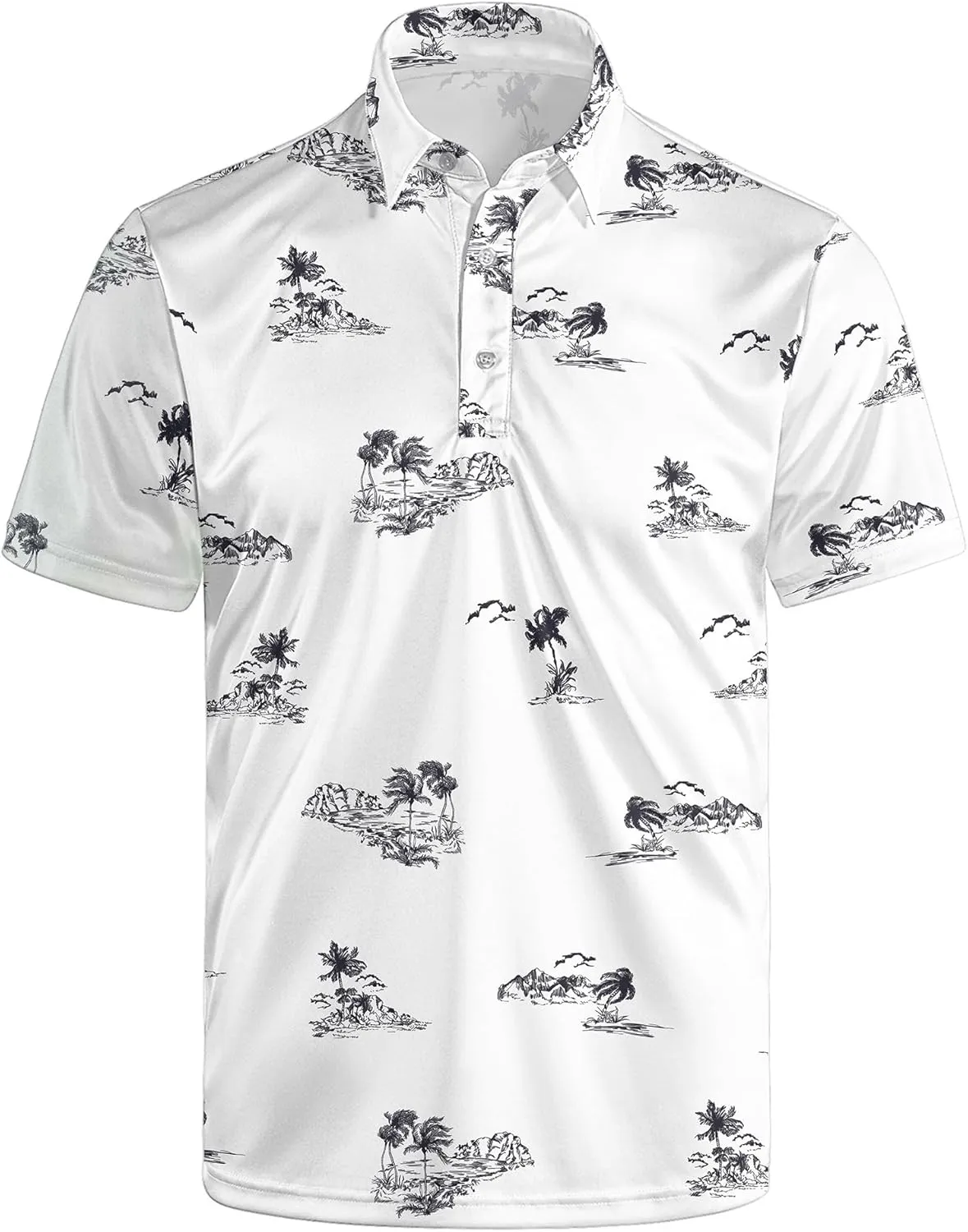 Golf Polo Shirts for Men Funny Print Short Sleeve Golf Shirts Performance Golf Polos