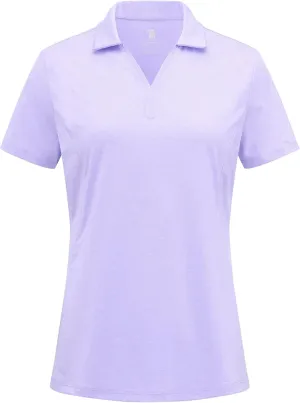 Gopune Women's Short Sleeve Golf Shirts V Neck Collared Tennis Tops Quick Dry UV Protection