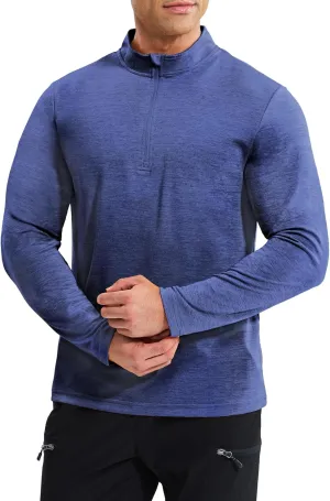 Haimont Men's Dry Fit Quarter Zip Athletic Pullover Lightweight Performance Long Sleeve Running Hiking Golf UPF50  Shirt