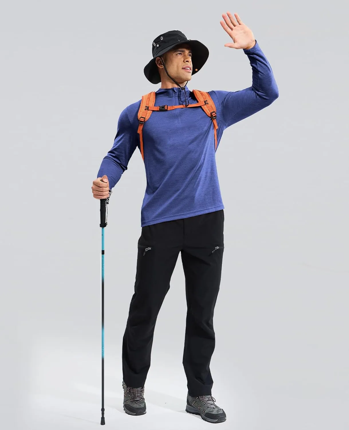 Haimont Men's Dry Fit Quarter Zip Athletic Pullover Lightweight Performance Long Sleeve Running Hiking Golf UPF50  Shirt