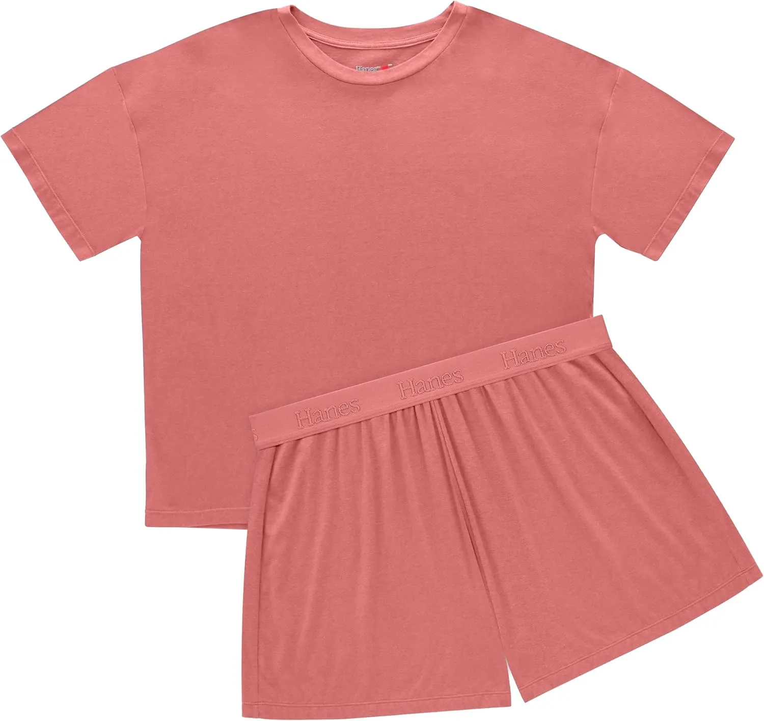 Hanes Women's Originals 2 Piece Lounge, Comfywear Supersoft Boxy T-Shirt & Sleep Shorts Loungewear Set