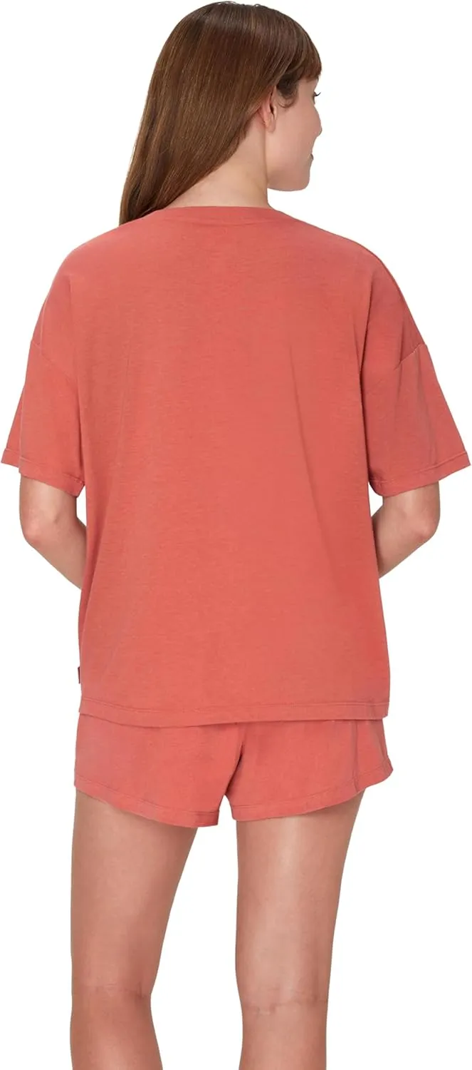 Hanes Women's Originals 2 Piece Lounge, Comfywear Supersoft Boxy T-Shirt & Sleep Shorts Loungewear Set