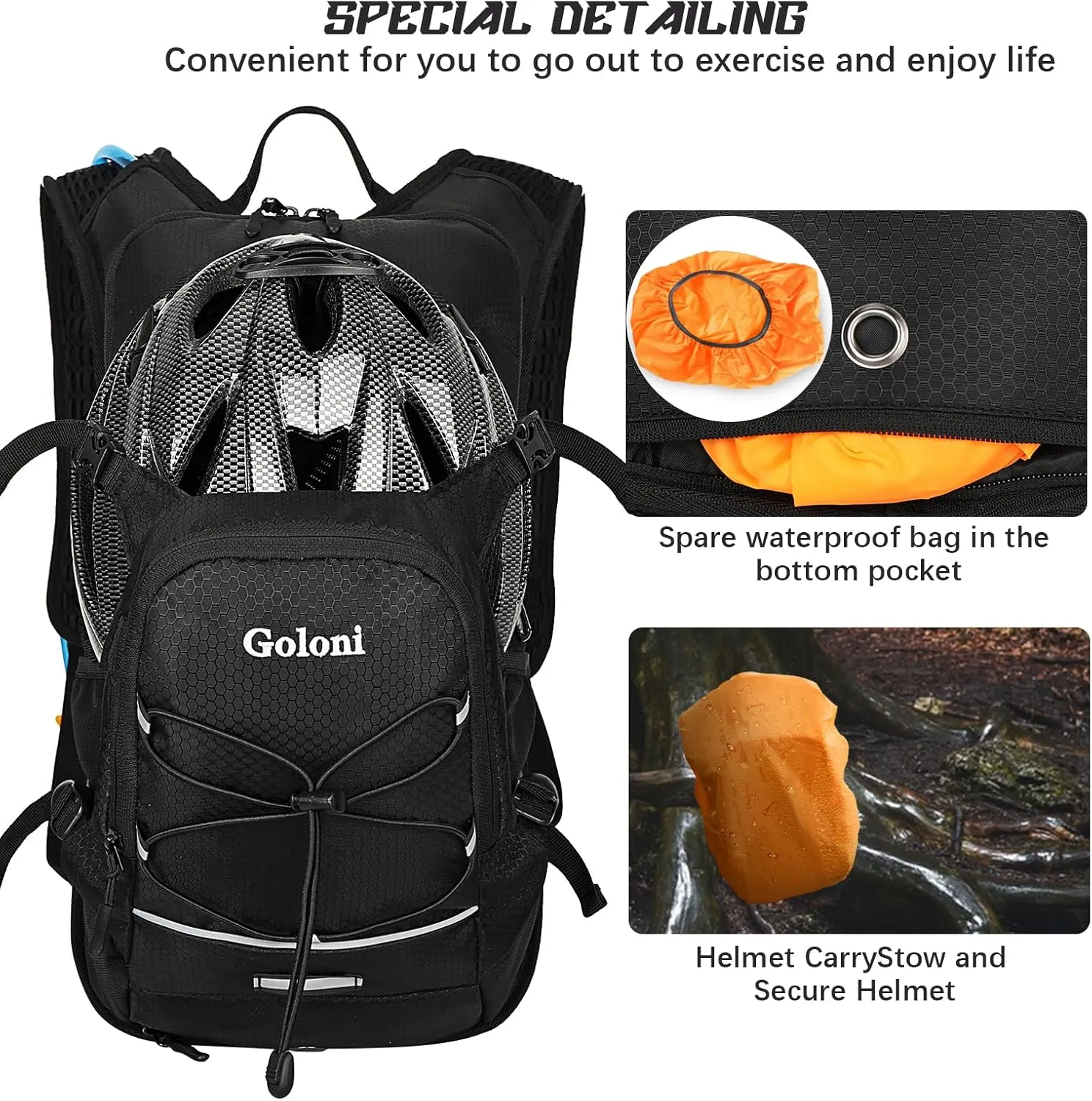 Hydration Backpack,Lightweight Hiking Backpack with 2L Water Bladder,Water Backpack for Biking, Running, Festival
