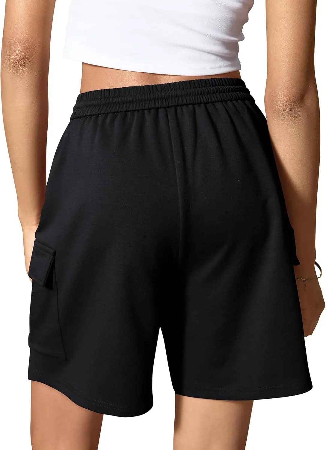 IVIR Women's Bermuda Shorts Sweat Shorts Knee Length Comfy Cotton Long Shorts with 4 Pockets for Summer Casual Hiking