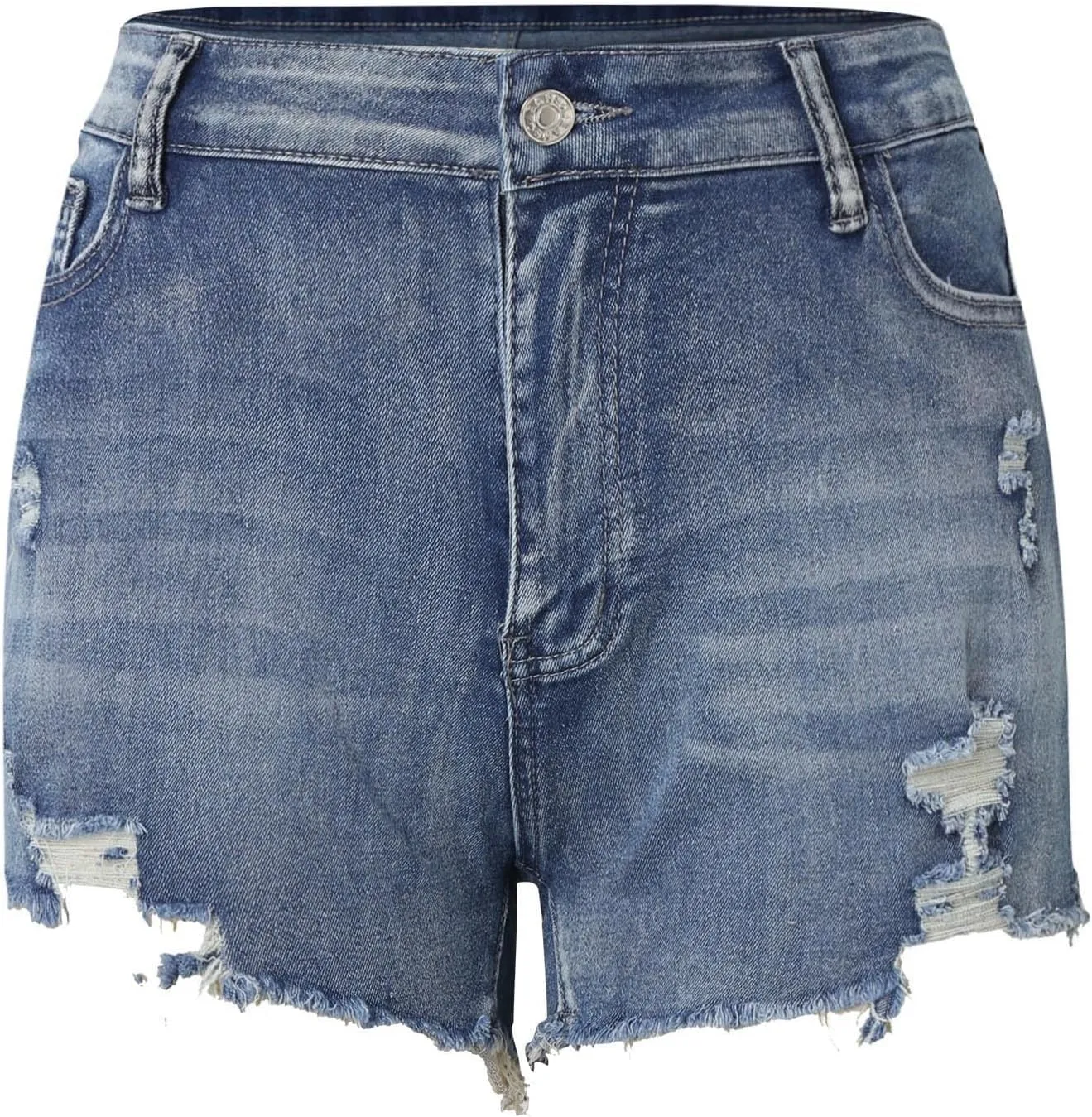 Jean Shorts for Women High Waisted Stretchy Distressed Denim Shorts Ripped Frayed Raw Hem Summer Casual Short Pants