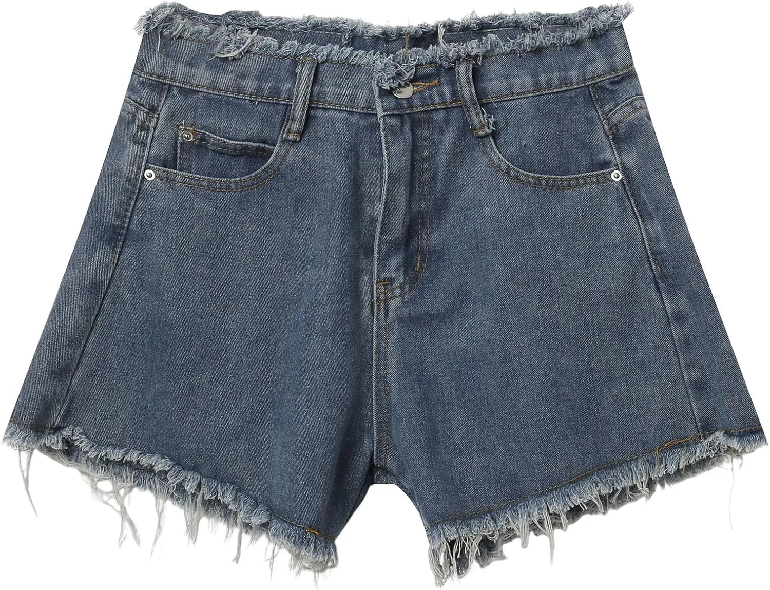 Jean Shorts for Women High Waisted Stretchy Distressed Denim Shorts Ripped Frayed Raw Hem Summer Casual Short Pants