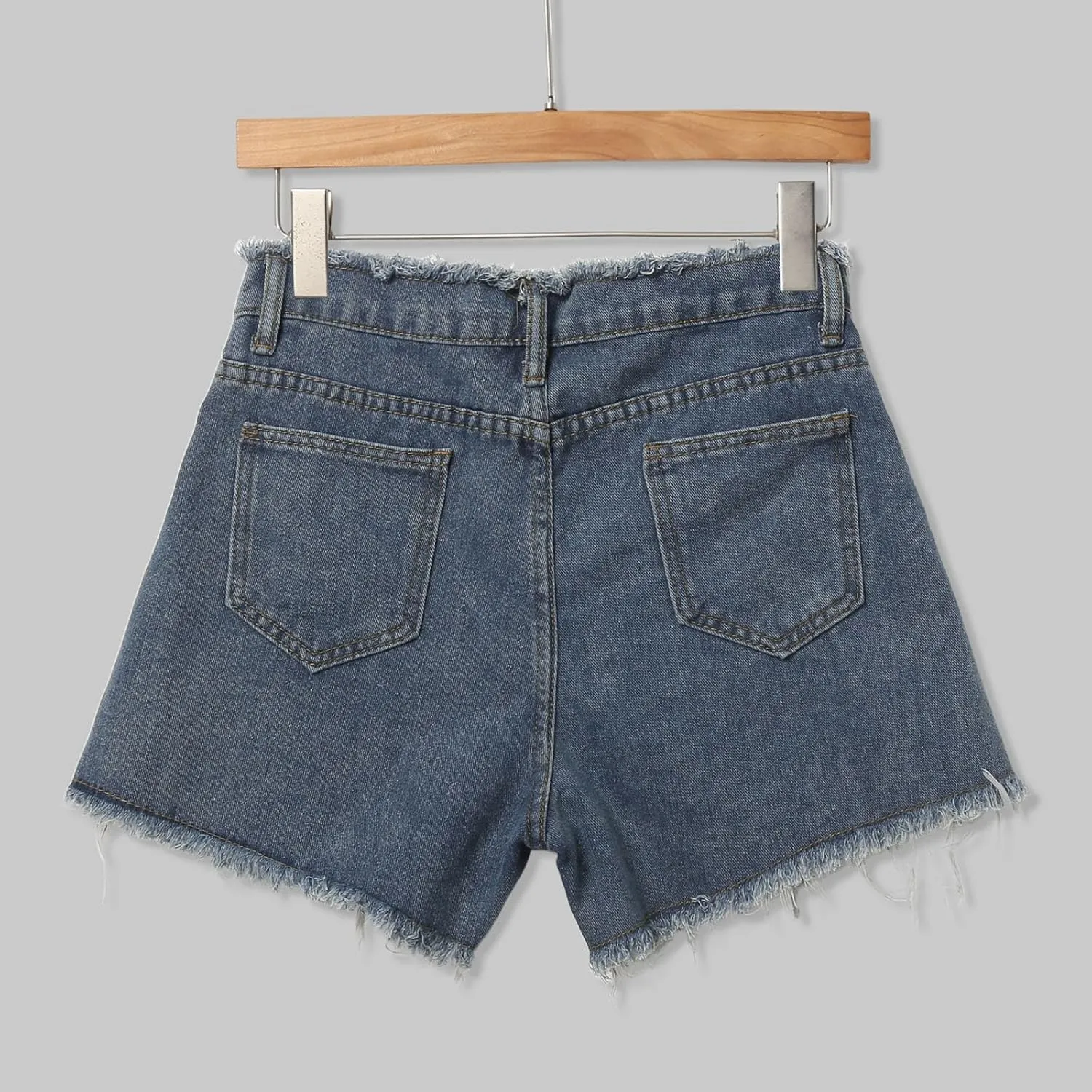 Jean Shorts for Women High Waisted Stretchy Distressed Denim Shorts Ripped Frayed Raw Hem Summer Casual Short Pants