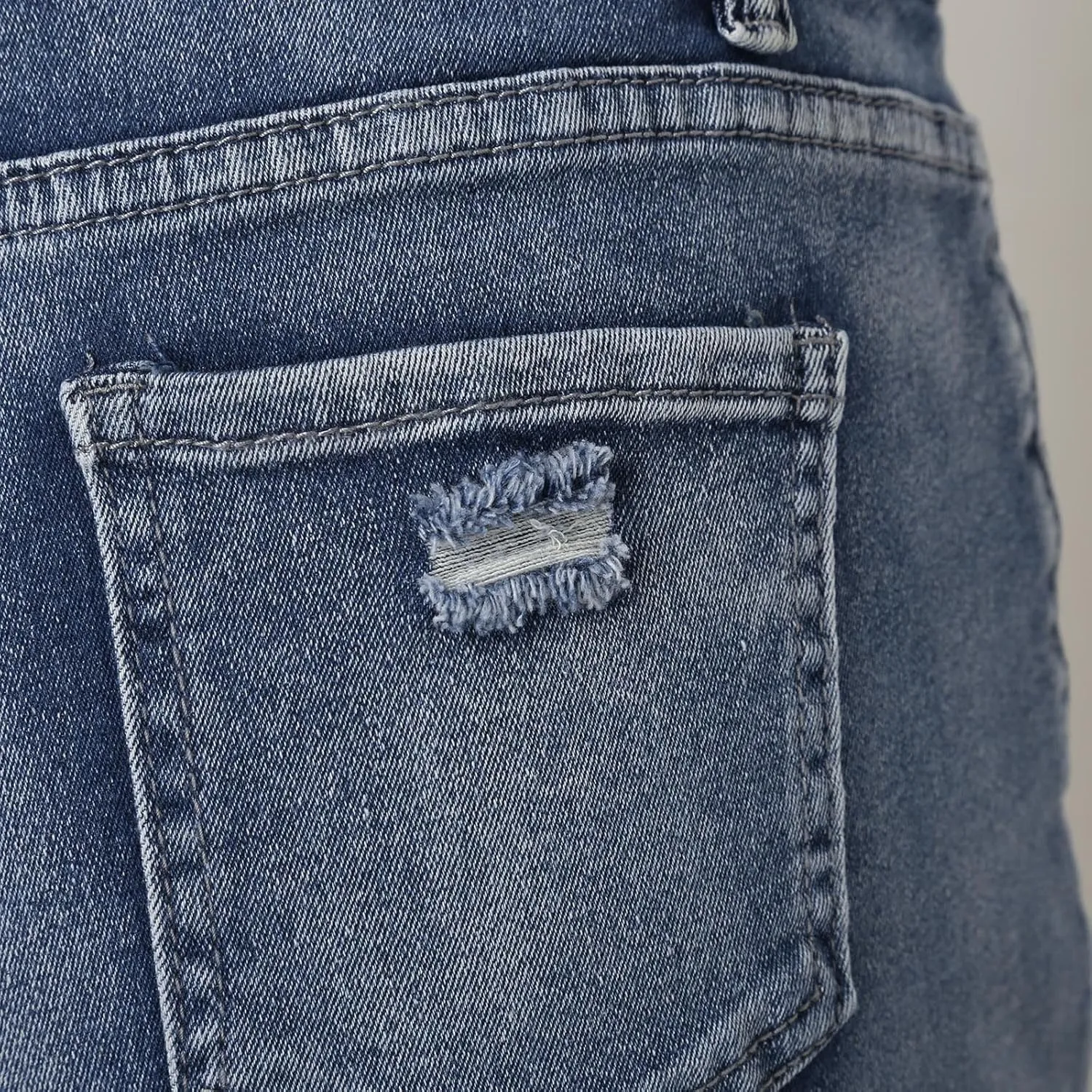 Jean Shorts for Women High Waisted Stretchy Distressed Denim Shorts Ripped Frayed Raw Hem Summer Casual Short Pants