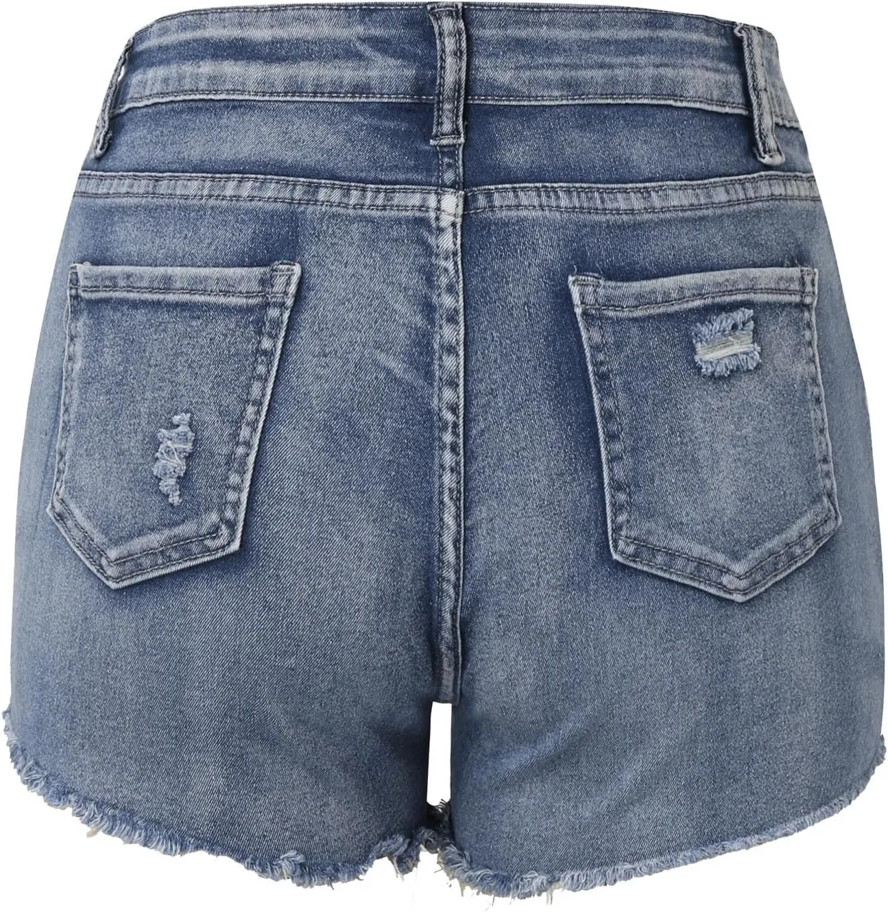 Jean Shorts for Women High Waisted Stretchy Distressed Denim Shorts Ripped Frayed Raw Hem Summer Casual Short Pants