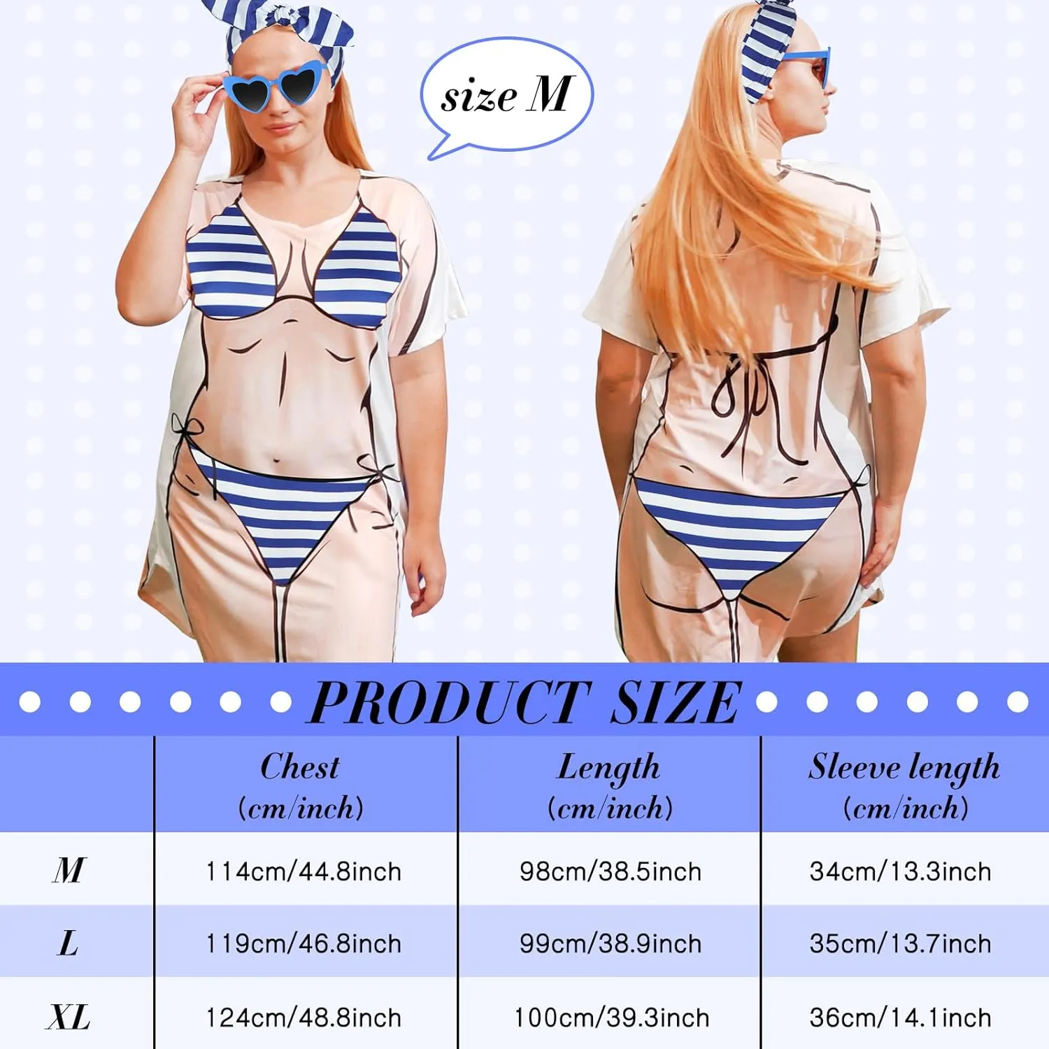 Jeyiour Womens Bikini Shirt Cover up Funny Bandana Headband Retro Sunglasses Eyewear Halloween Party Outfit
