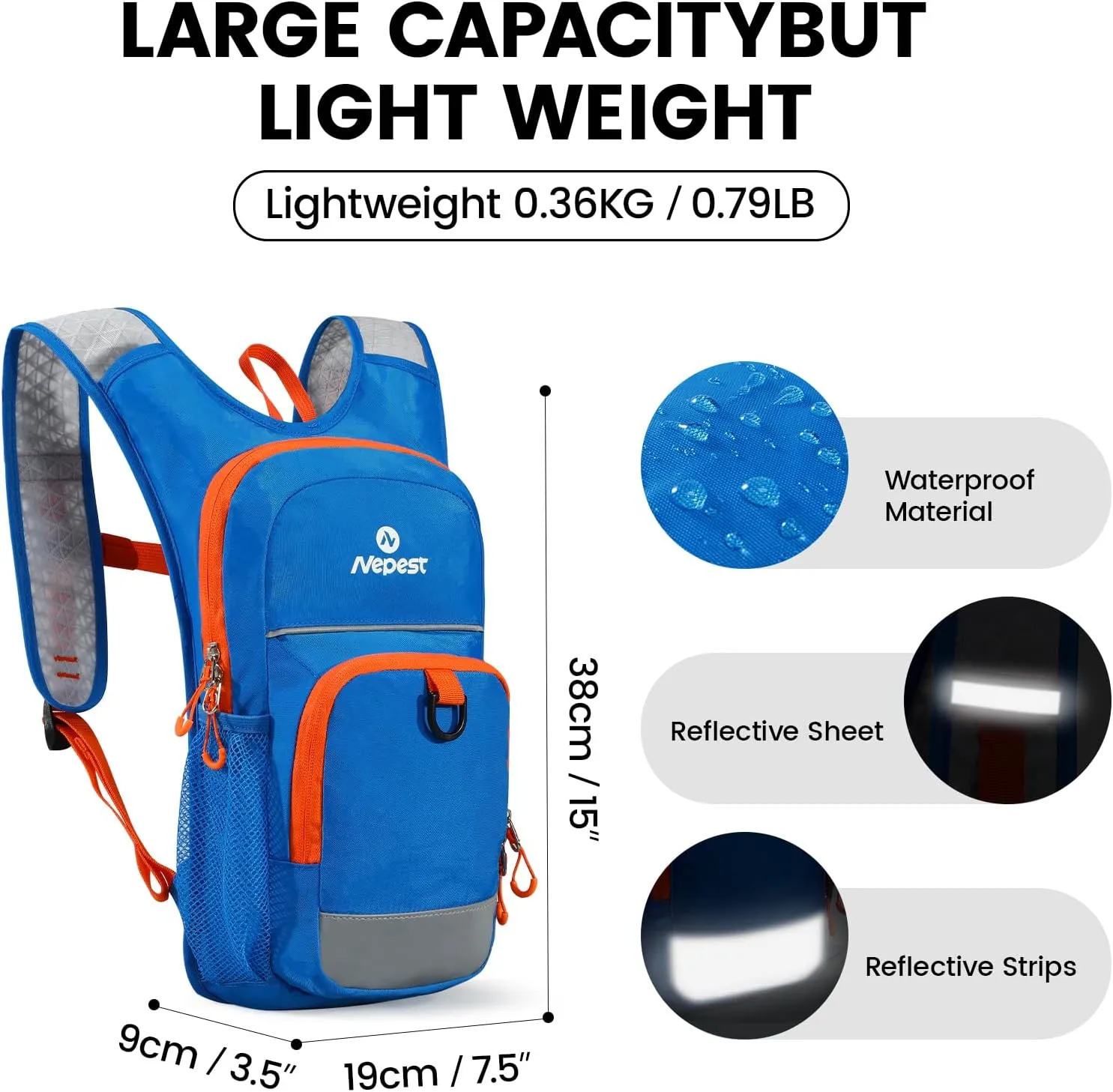 Kids Hydration Backpack, Mini Water Backpack with 1.5L Water Bladder for Hiking Cycling Running