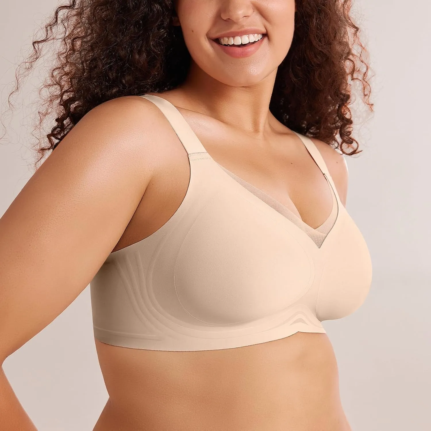 Lace V Seamless Bras for Women No Underwire Bralettes Push Up Wireless Supportive Full Coverage Everyday Bras