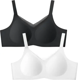 Lace V Seamless Bras for Women No Underwire Bralettes Push Up Wireless Supportive Full Coverage Everyday Bras