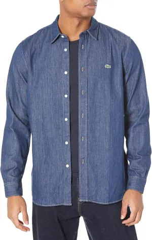 Lacoste Men's Regular Fit Organic Cotton Denim Shirt