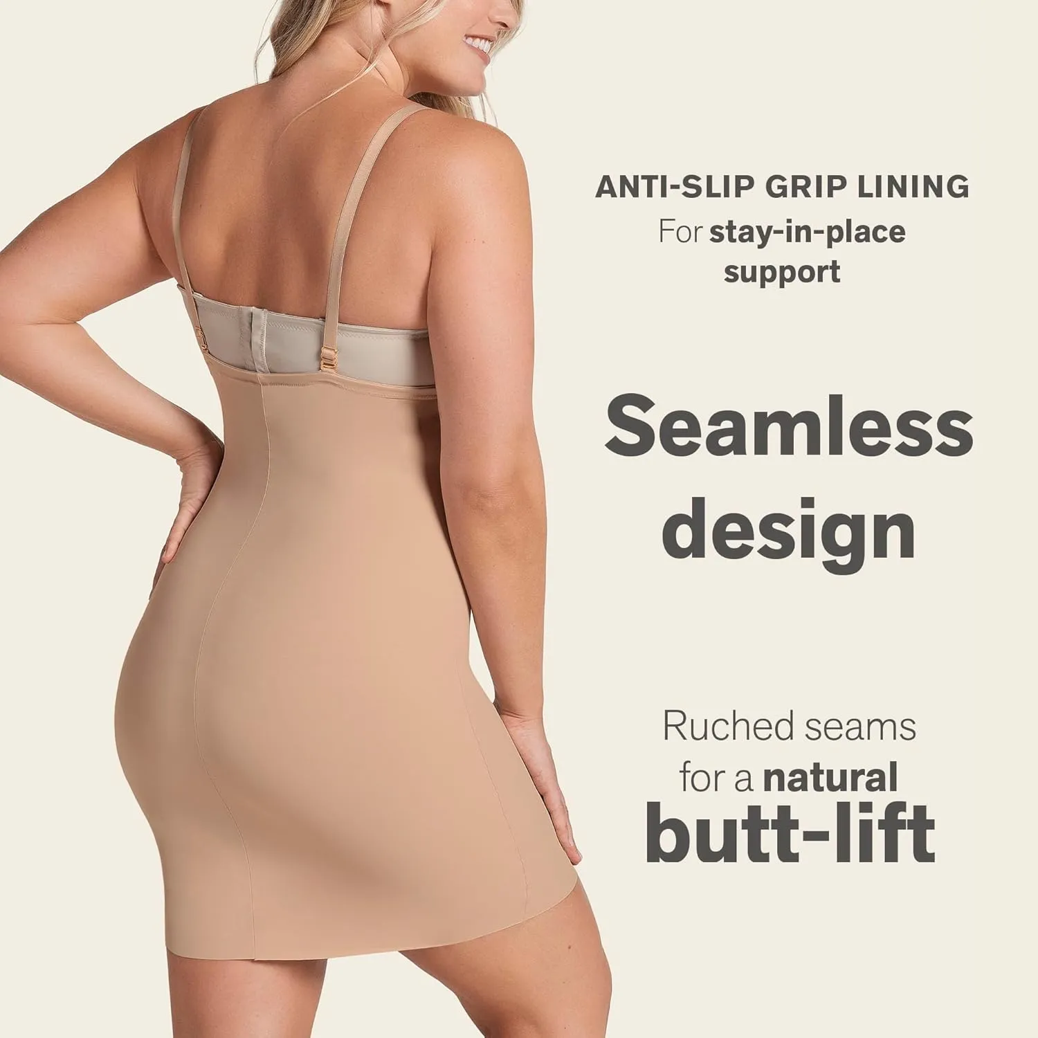 Leonisa Tummy Firm Control Under Dress Body Shaper for Women - Comfy Open Bust Shapewear