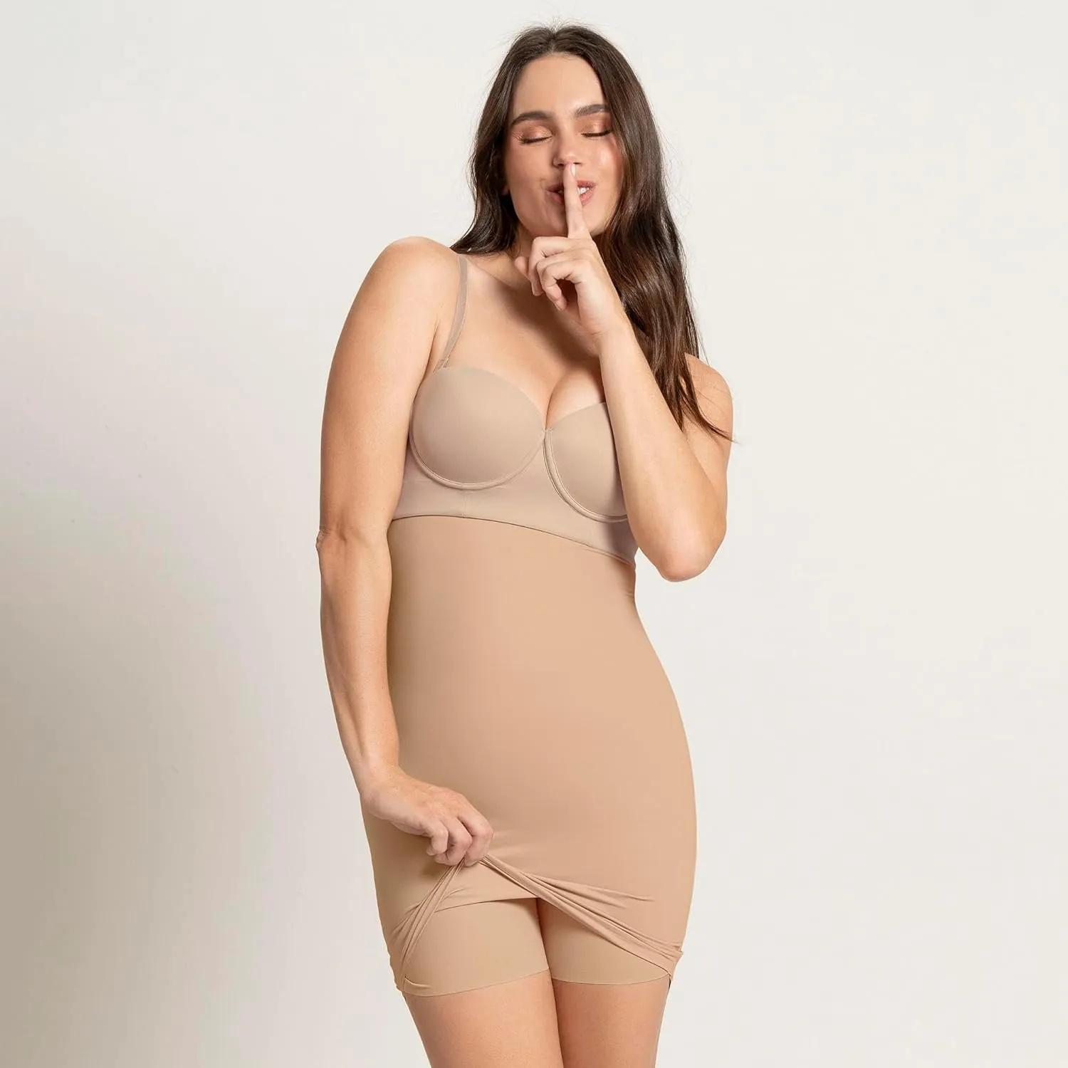 Leonisa Tummy Firm Control Under Dress Body Shaper for Women - Comfy Open Bust Shapewear