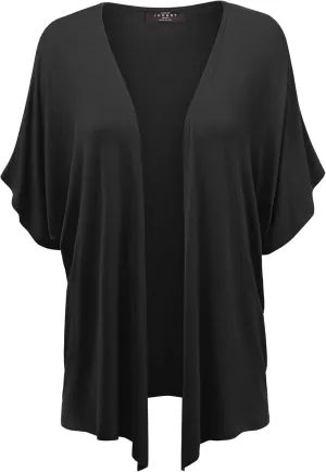 Made By Johnny Women's Kimono Style Short Sleeve Dolman Cardigan - Lightweight Open Front Summer Cover-Up
