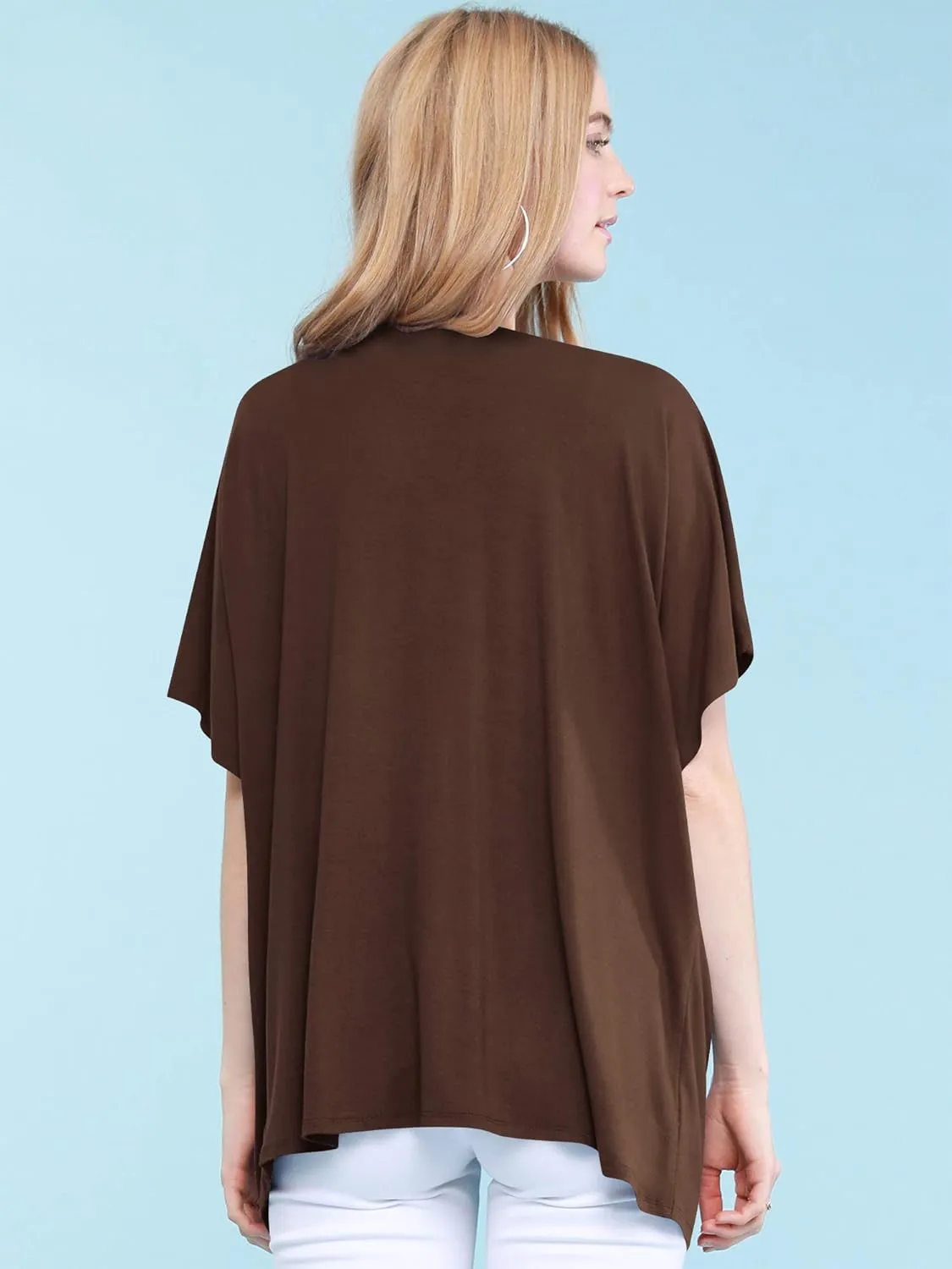 Made By Johnny Women's Kimono Style Short Sleeve Dolman Cardigan - Lightweight Open Front Summer Cover-Up