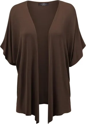 Made By Johnny Women's Kimono Style Short Sleeve Dolman Cardigan - Lightweight Open Front Summer Cover-Up