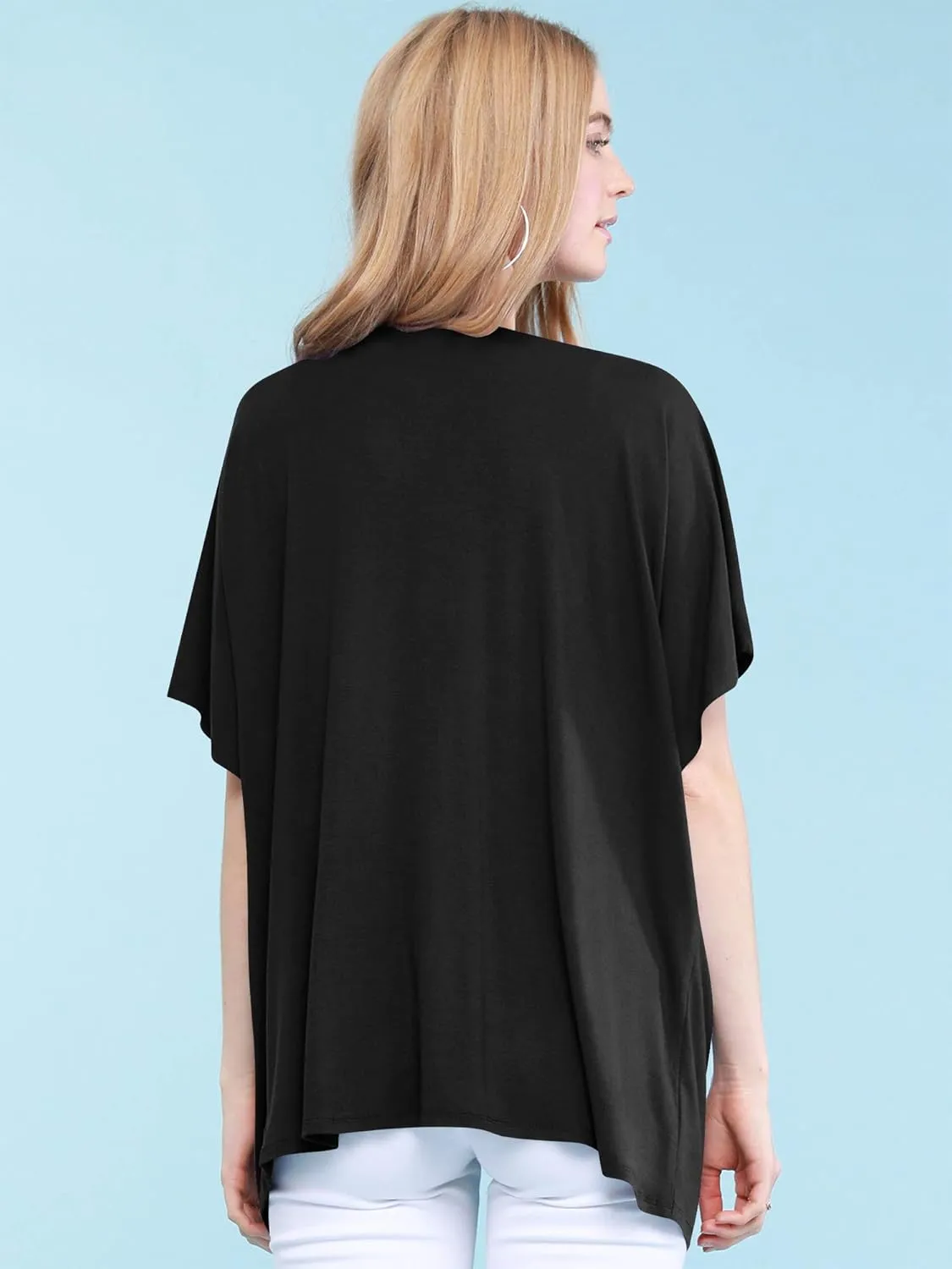 Made By Johnny Women's Kimono Style Short Sleeve Dolman Cardigan - Lightweight Open Front Summer Cover-Up