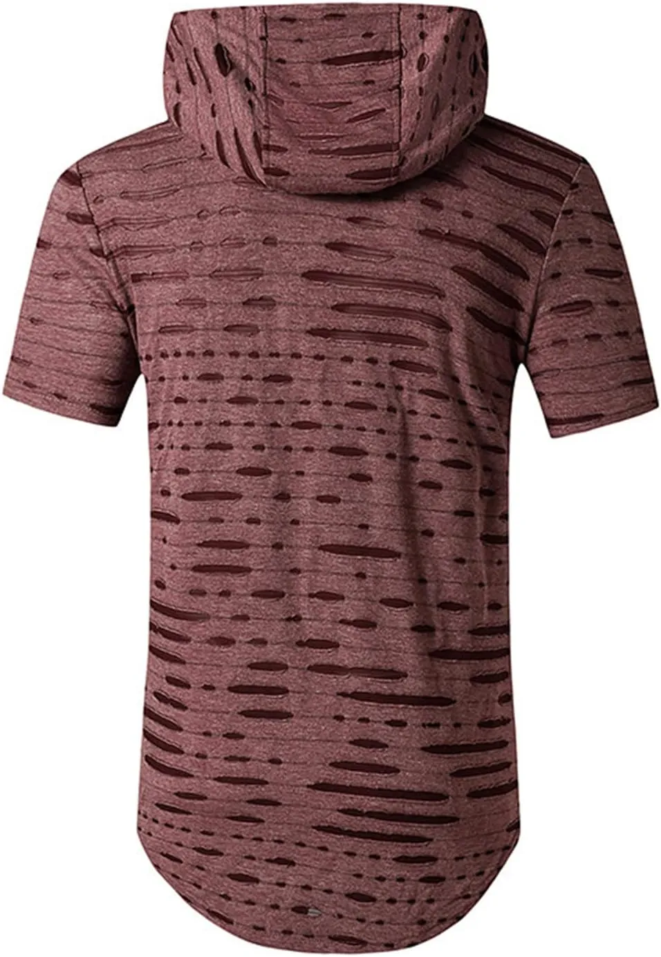 Maiyifu-GJ Mens Athletic Casual Longline Hipster T Shirt Hipster Hip Hop Hoodie Tee Solid Color Ripped Pullover Short Sleeve