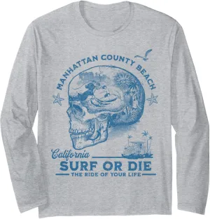 Manhattan Beach Surfing Girl Pacific Ocean Surf Board Men Long Sleeve T-Shirt