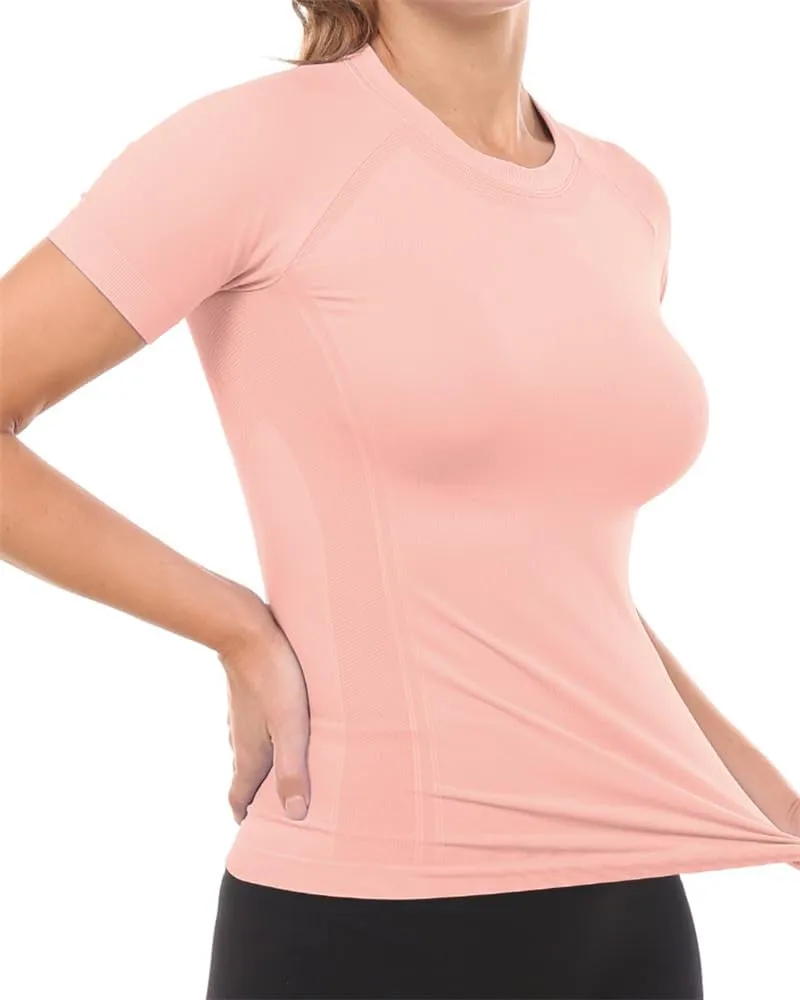 MathCat Workout Shirts for Women Short Sleeve, Workout Tops for Women, Quick Dry Gym Athletic TopsSeamless Yoga Shirts