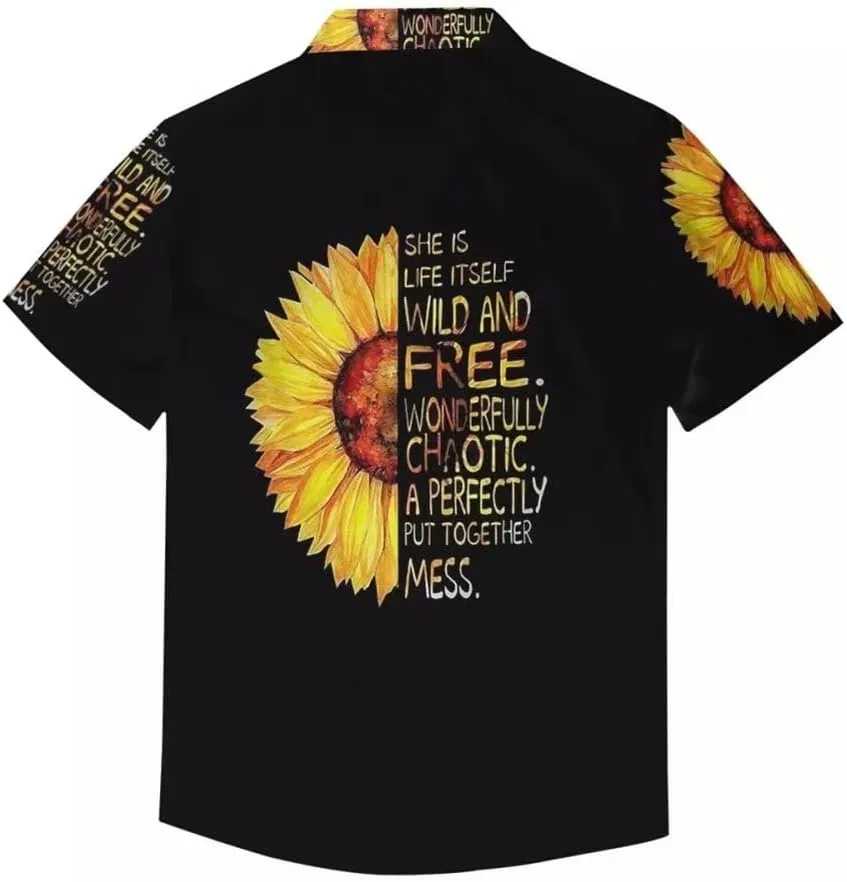 Men's Floral Print Fashion Button Down Casual Shirt Summer Top Short Sleeve