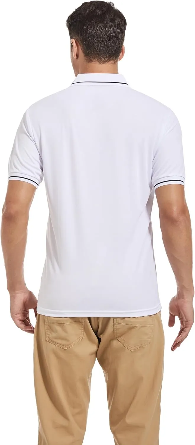 Mens Moisture Wicking Breathable Polo Shirt Summer Casual Quick Dry UV Protection Short Sleeve Regular Fit
