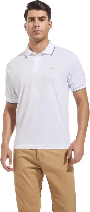 Mens Moisture Wicking Breathable Polo Shirt Summer Casual Quick Dry UV Protection Short Sleeve Regular Fit