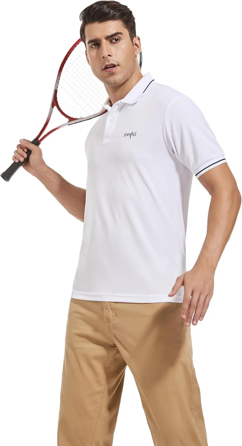 Mens Moisture Wicking Breathable Polo Shirt Summer Casual Quick Dry UV Protection Short Sleeve Regular Fit