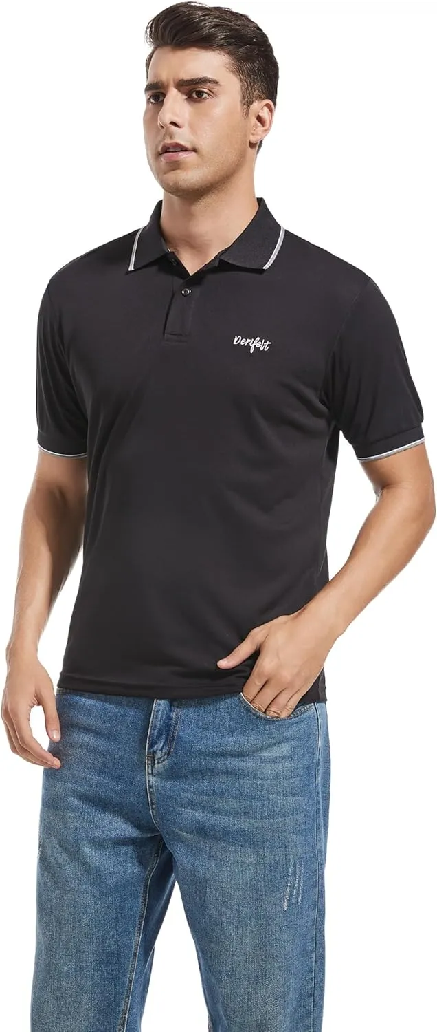 Mens Moisture Wicking Breathable Polo Shirt Summer Casual Quick Dry UV Protection Short Sleeve Regular Fit
