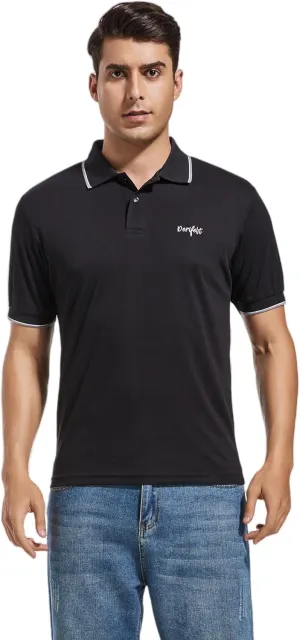 Mens Moisture Wicking Breathable Polo Shirt Summer Casual Quick Dry UV Protection Short Sleeve Regular Fit