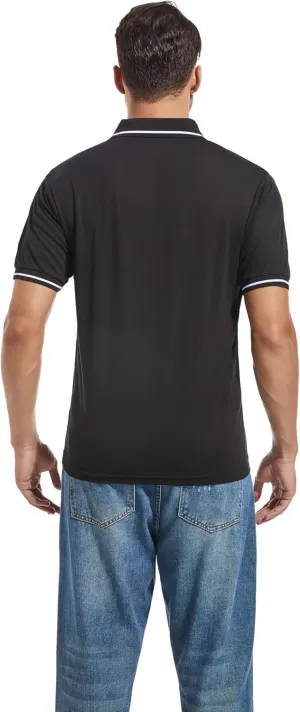 Mens Moisture Wicking Breathable Polo Shirt Summer Casual Quick Dry UV Protection Short Sleeve Regular Fit