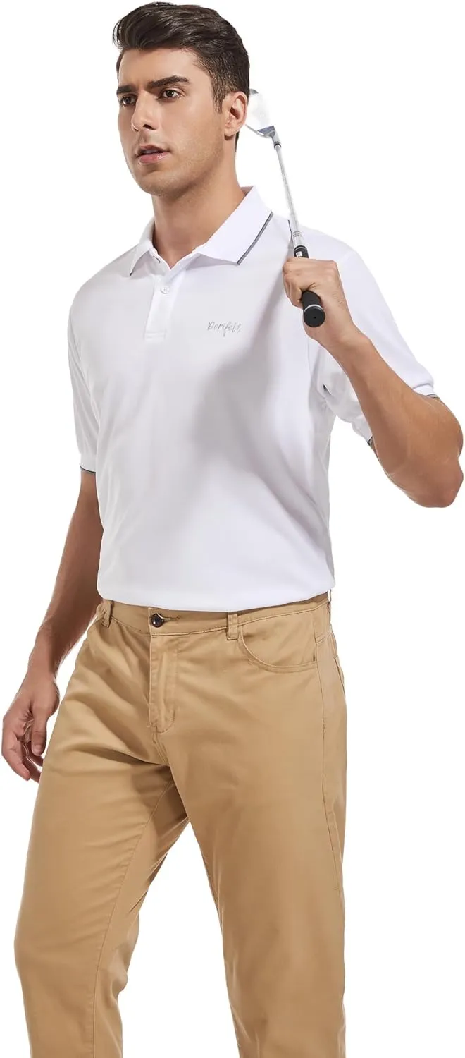 Mens Moisture Wicking Breathable Polo Shirt Summer Casual Quick Dry UV Protection Short Sleeve Regular Fit