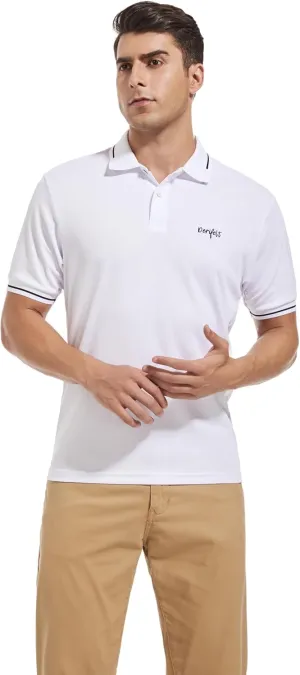 Mens Moisture Wicking Breathable Polo Shirt Summer Casual Quick Dry UV Protection Short Sleeve Regular Fit